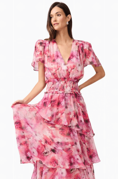 Elliatt Evalina Tiered Dress - Pink Multi