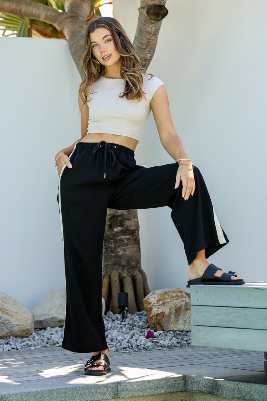 Jenner Side Stripe Pant - Black/Cream