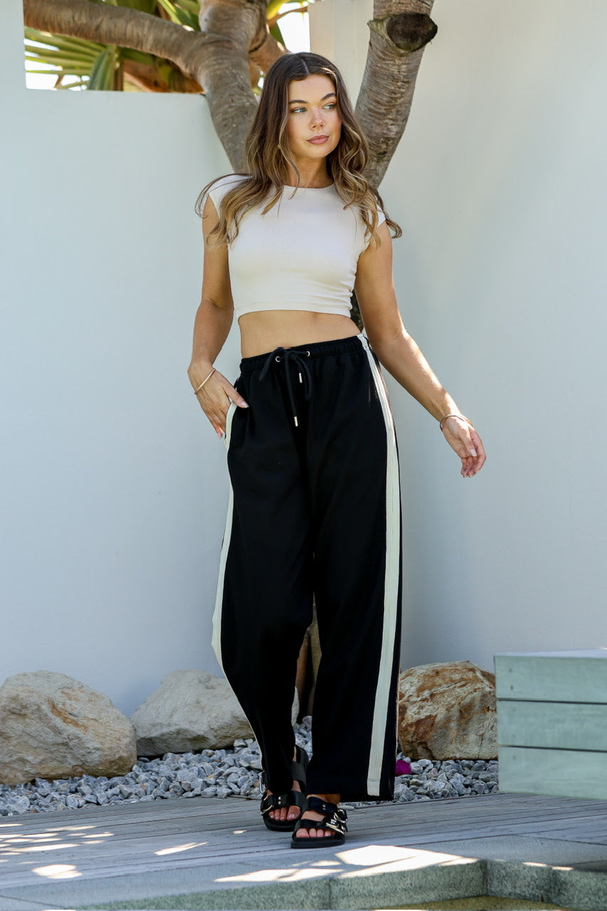 Jenner Side Stripe Pant - Black/Cream