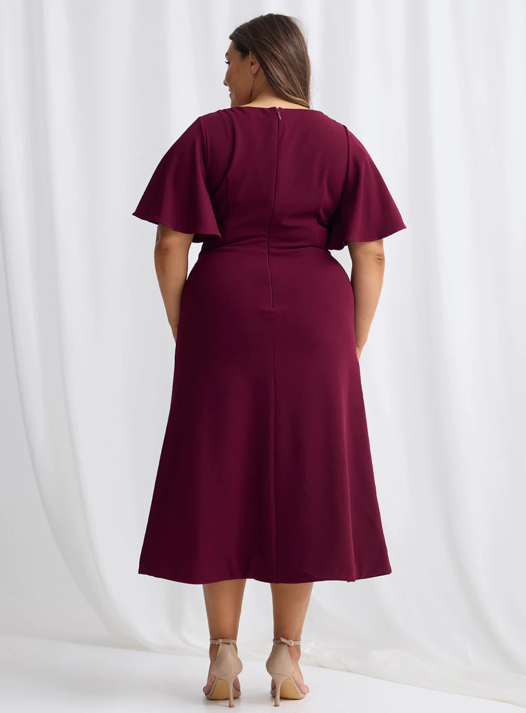 Trellis Lane Martha Midi Dress - Burgundy