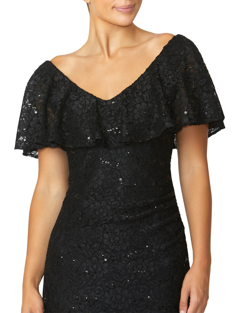 Anthea Crawford Trudy Sequin Lace Gown - Black