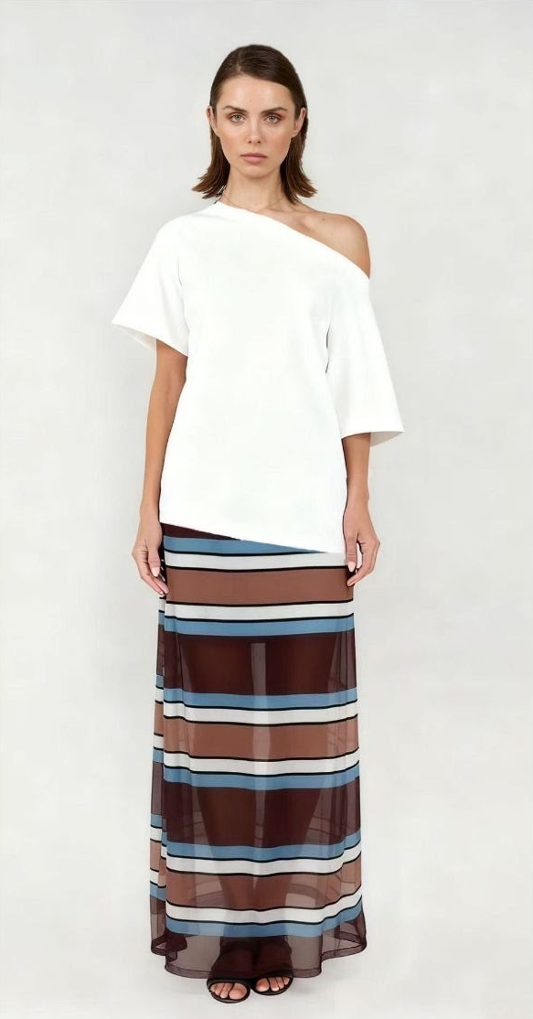 Avery Maxi Skirt - Brown Stripe