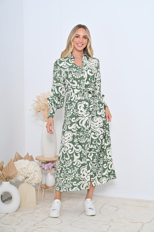 Karly Maxi Shirt Dress - Green