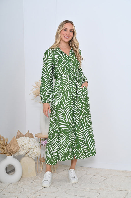 Honey Maxi Shirt Dress - Green