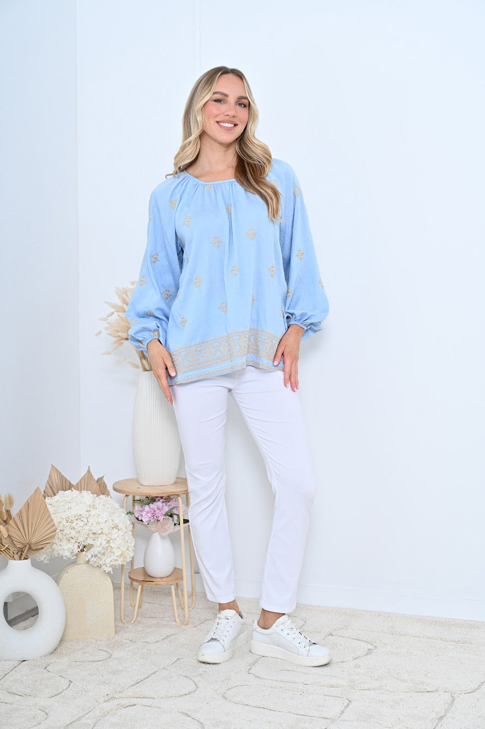Penny Long Sleeve Top - Blue