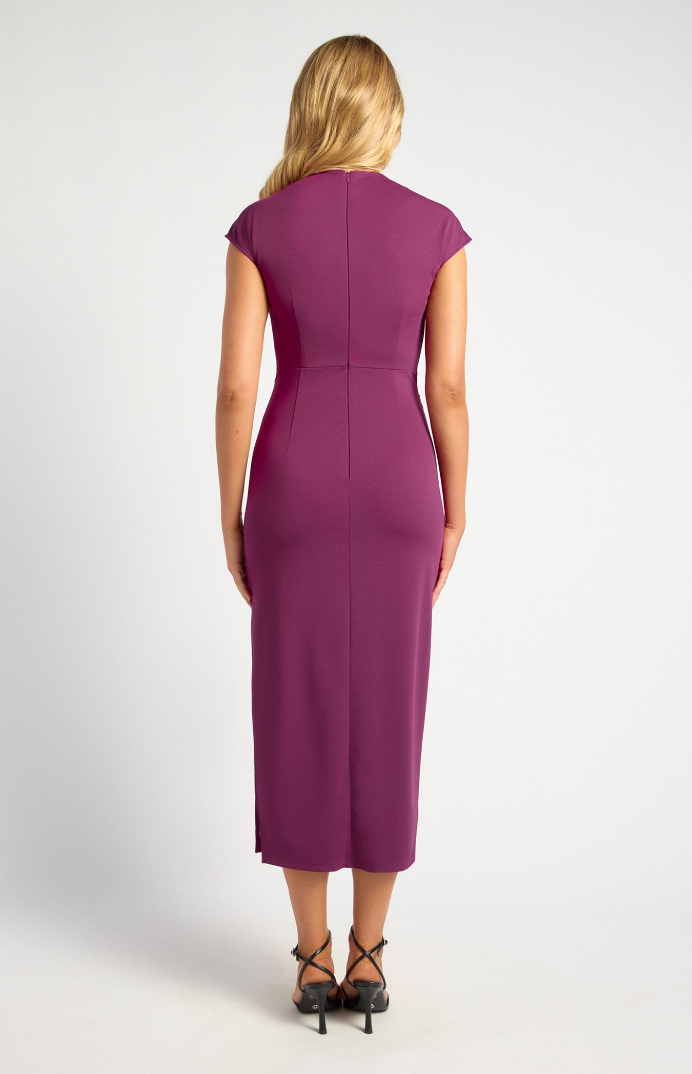 Mavis Cap Sleeve Jersey Midi Dress - Plum
