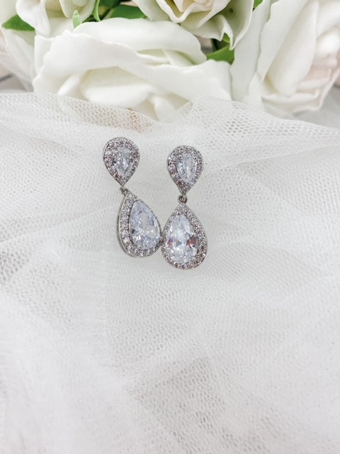 Chrysalini Tear Drop Earrings - Silver