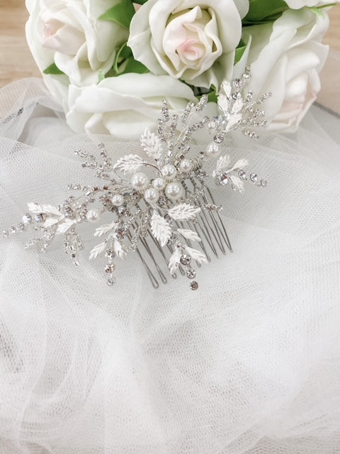 Chrysalini Valarie Bridal Hair Piece - Silver