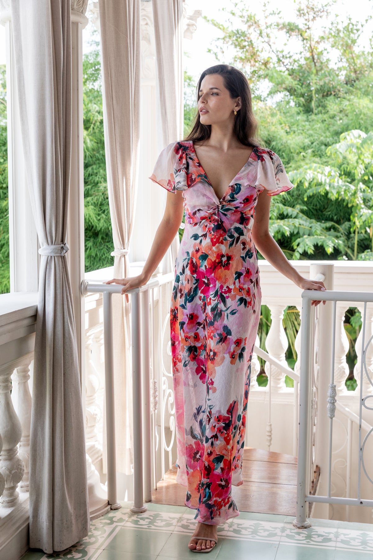 Kachel Anna Maxi Dress - Pink Flora