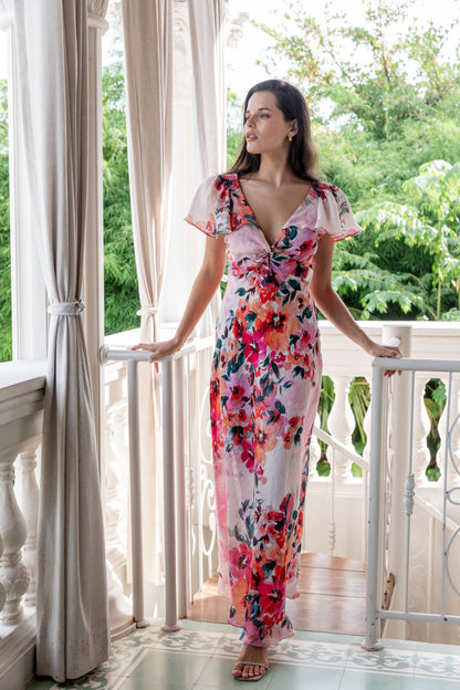 Kachel Anna Maxi Dress - Pink Flora