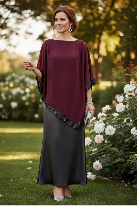 Lurex Trim Top - Port/Black