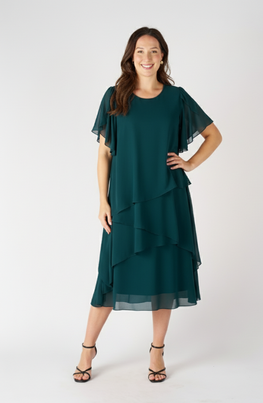 Wren Layered Overlay Dress - Posey Green