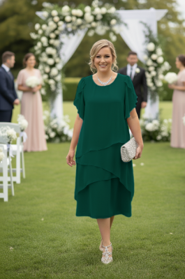 Wren Layered Overlay Dress - Posey Green