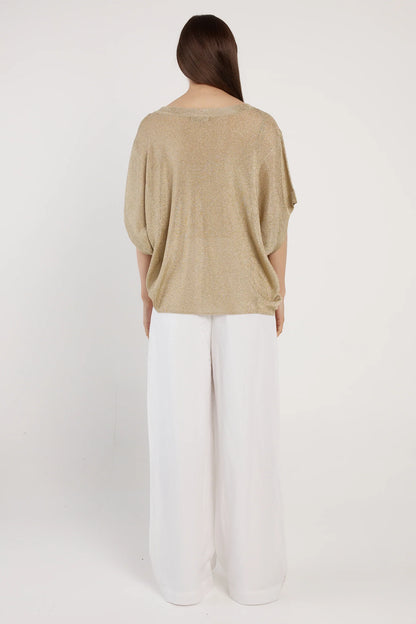 Fate & Becker Corsica Knit Top - Gold Lurex