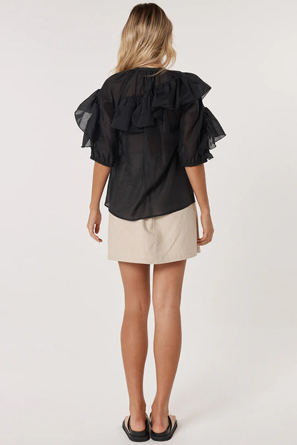 Fate & Becker Celeste Ruffled Blouse - Black