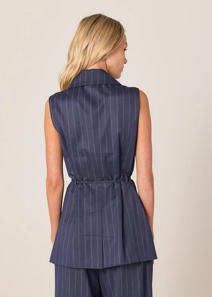Fate & Becker Zephyr Wrap Vest - Navy Pinstripe