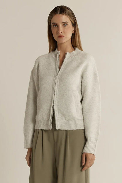 Fate & Becker Lumi Zip Up Jumper - Snow Marle