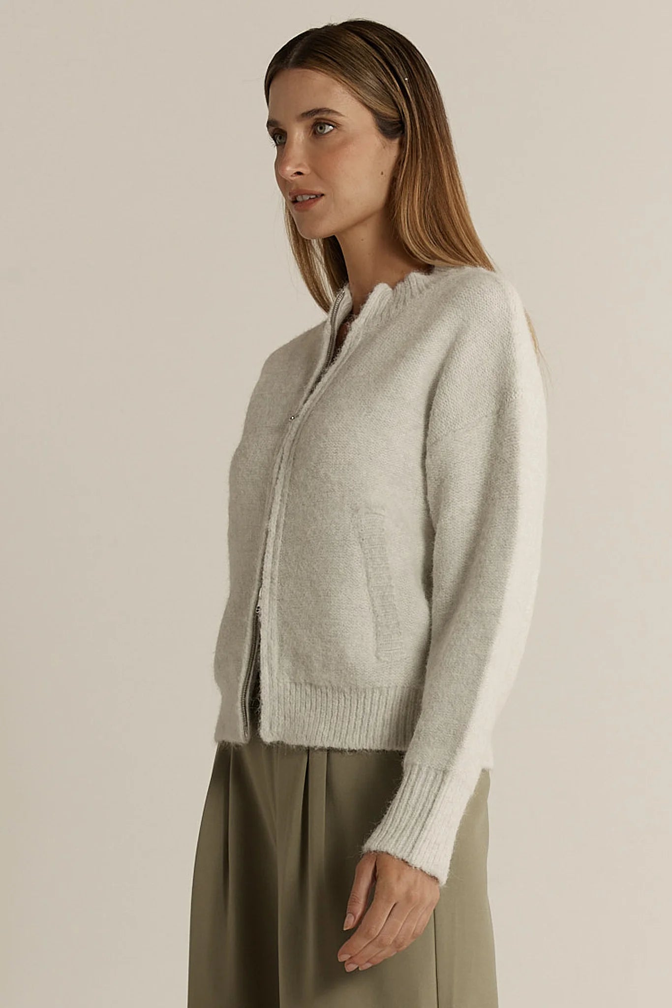 Fate & Becker Lumi Zip Up Jumper - Snow Marle