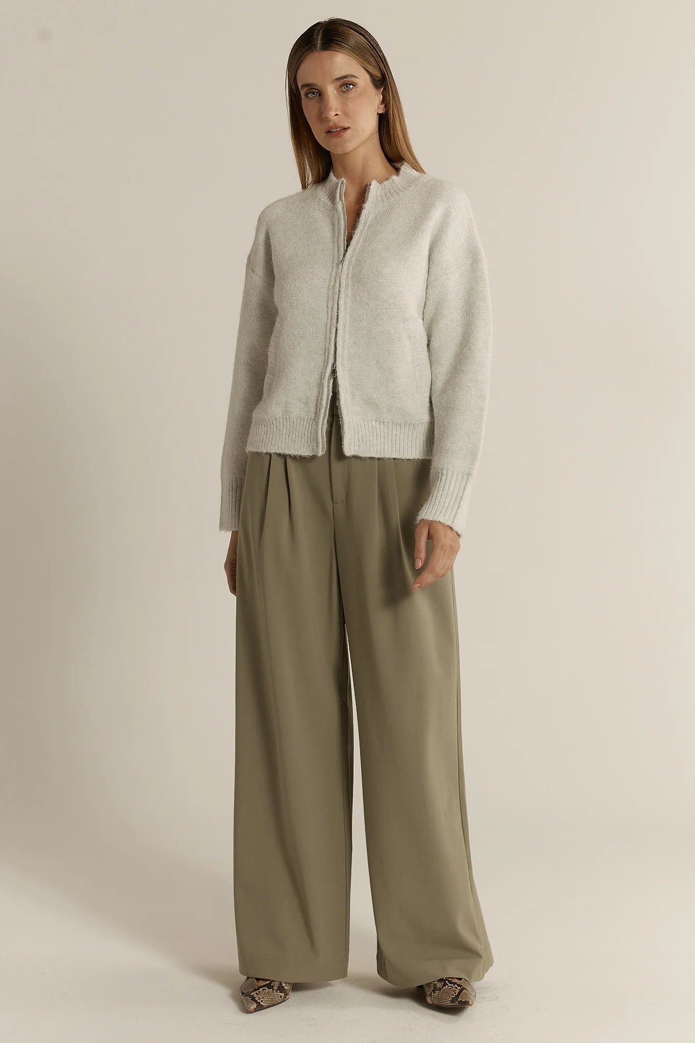 Fate & Becker Lumi Zip Up Jumper - Snow Marle