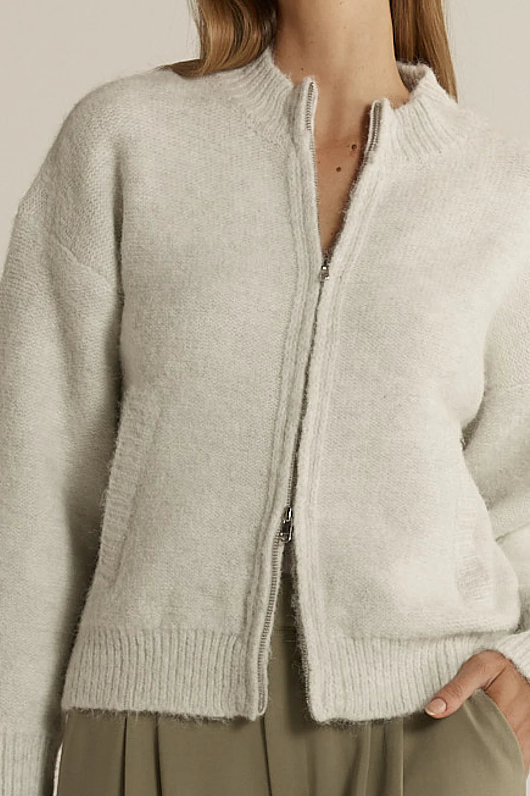 Fate & Becker Lumi Zip Up Jumper - Snow Marle
