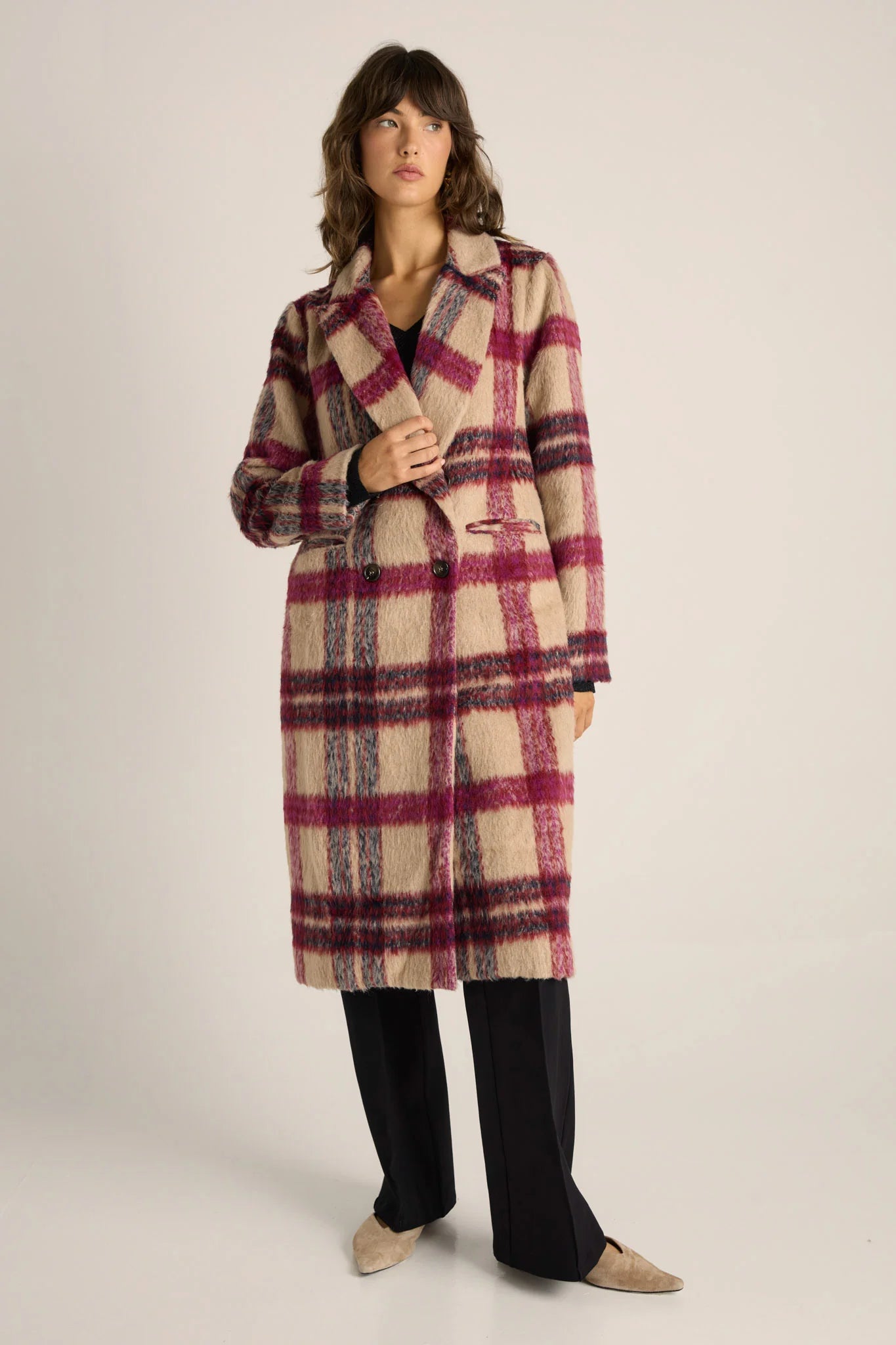 Fate & Becker Harlow Check Longline Coat