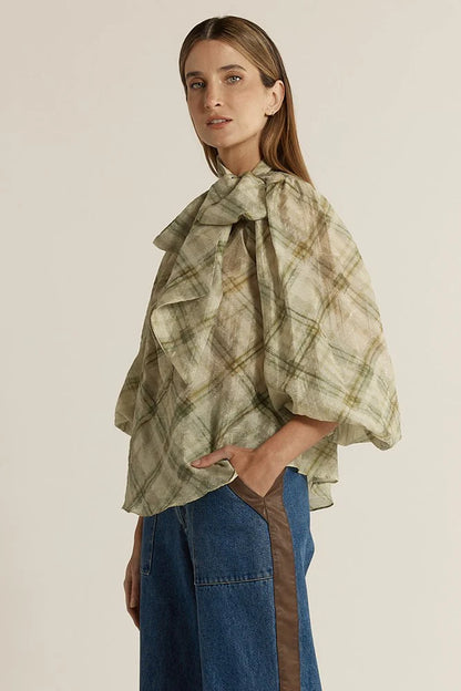 Eve Pussybow Blouse - Moss Green