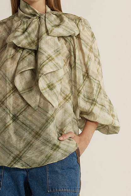 Eve Pussybow Blouse - Moss Green