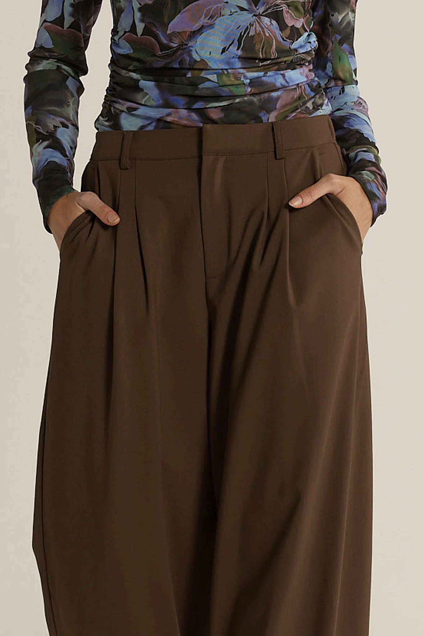 Roan Pleat Front Pant - Chocolate