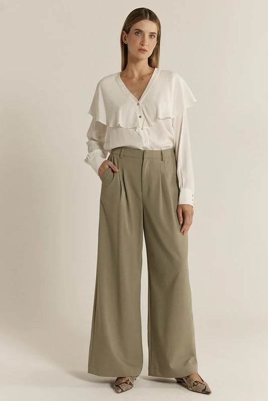 Roan Pleat Front Pant - Moss Green