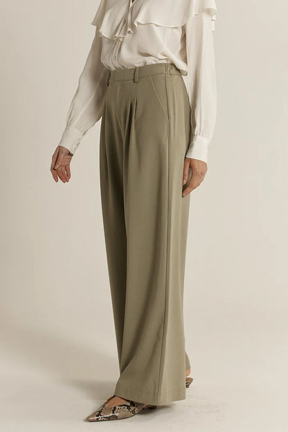 Roan Pleat Front Pant - Moss Green