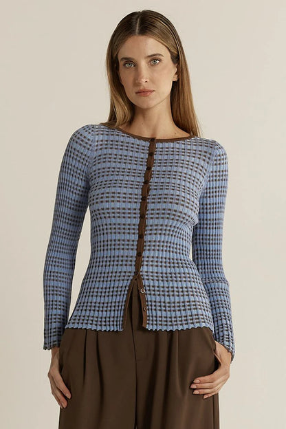 Fate & Becker Nesta Top - Blue/Chocolate