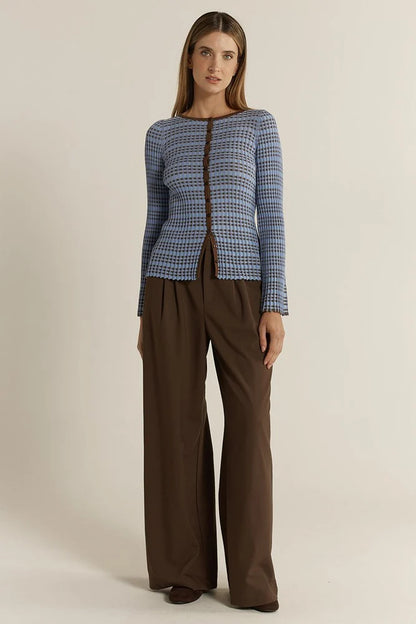 Fate & Becker Nesta Top - Blue/Chocolate