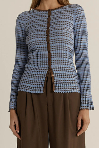 Fate & Becker Nesta Top - Blue/Chocolate