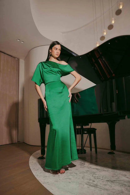 Elliatt Roni Asymmetrical Gown - Green