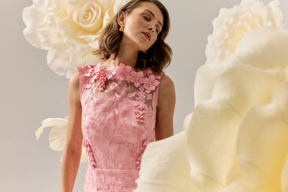 Elliatt Monique High Neck Floral Gown - Pink