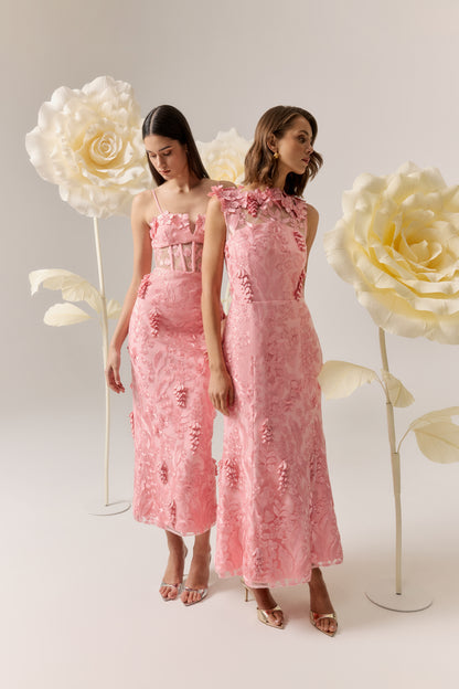 Elliatt Monique High Neck Floral Gown - Pink