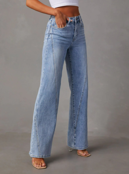 Shay Angle Seam Jean - Washed Blue