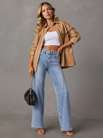 Shay Angle Seam Jean - Washed Blue