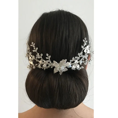 Chrysalini Bianca Flower Headpiece - Silver/Crystal