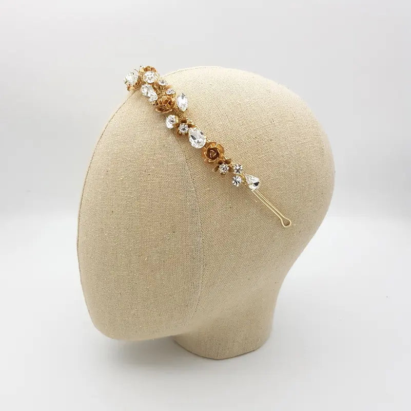 Chrysalini Cassandra Flower Headband - Gold/Crystal