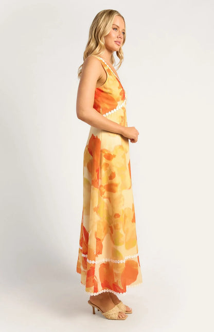 Island Floral Dress - Orange