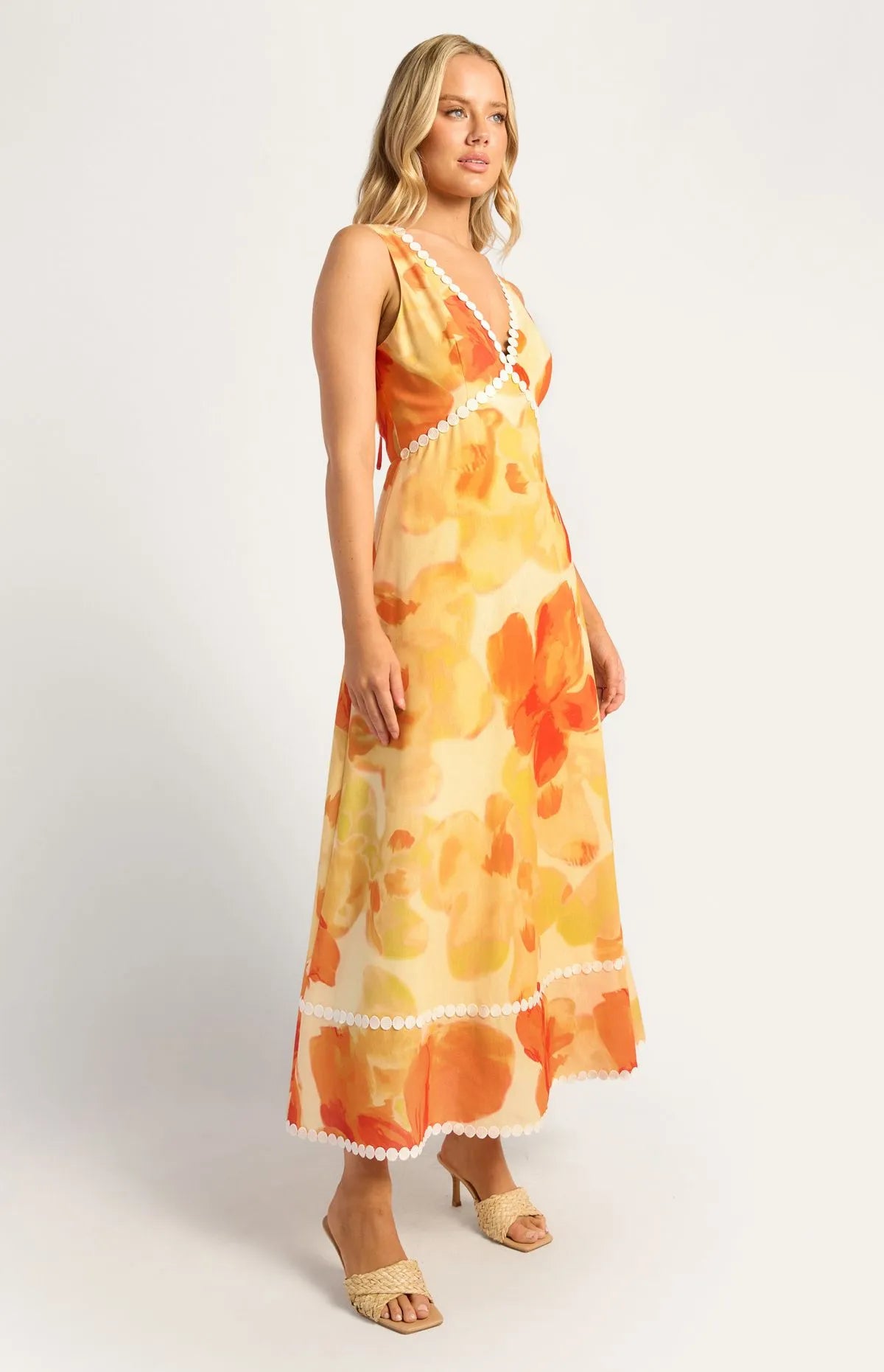Island Floral Dress - Orange