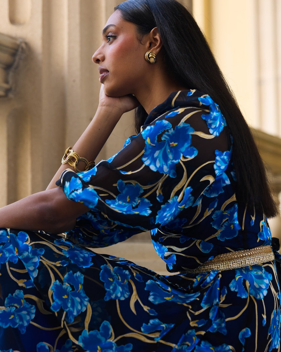 Sacha Drake Linnee Wrap Midi Dress - Blue Iris