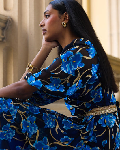 Sacha Drake Linnee Wrap Midi Dress - Blue Iris