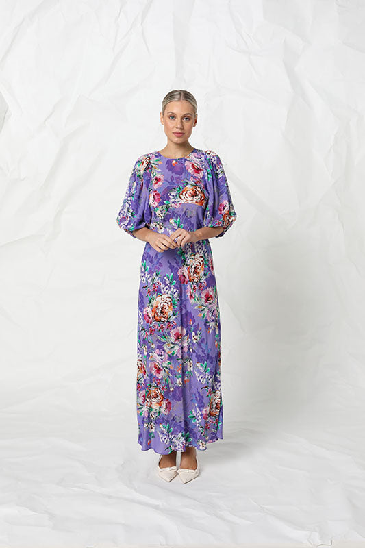 Kachel Angela Dress - Violet Romance Print