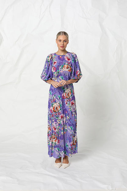 Kachel Angela Dress - Violet Romance Print