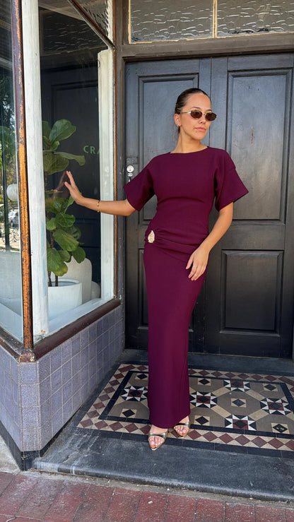 Saba Midi Dress - Wine