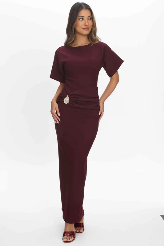 Saba Midi Dress - Wine PRE-ORDER