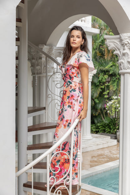 Kachel Anna Maxi Dress - Pink Flora