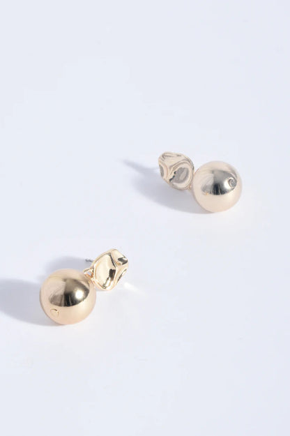 Gold Ball Drop Organic Top Earrings